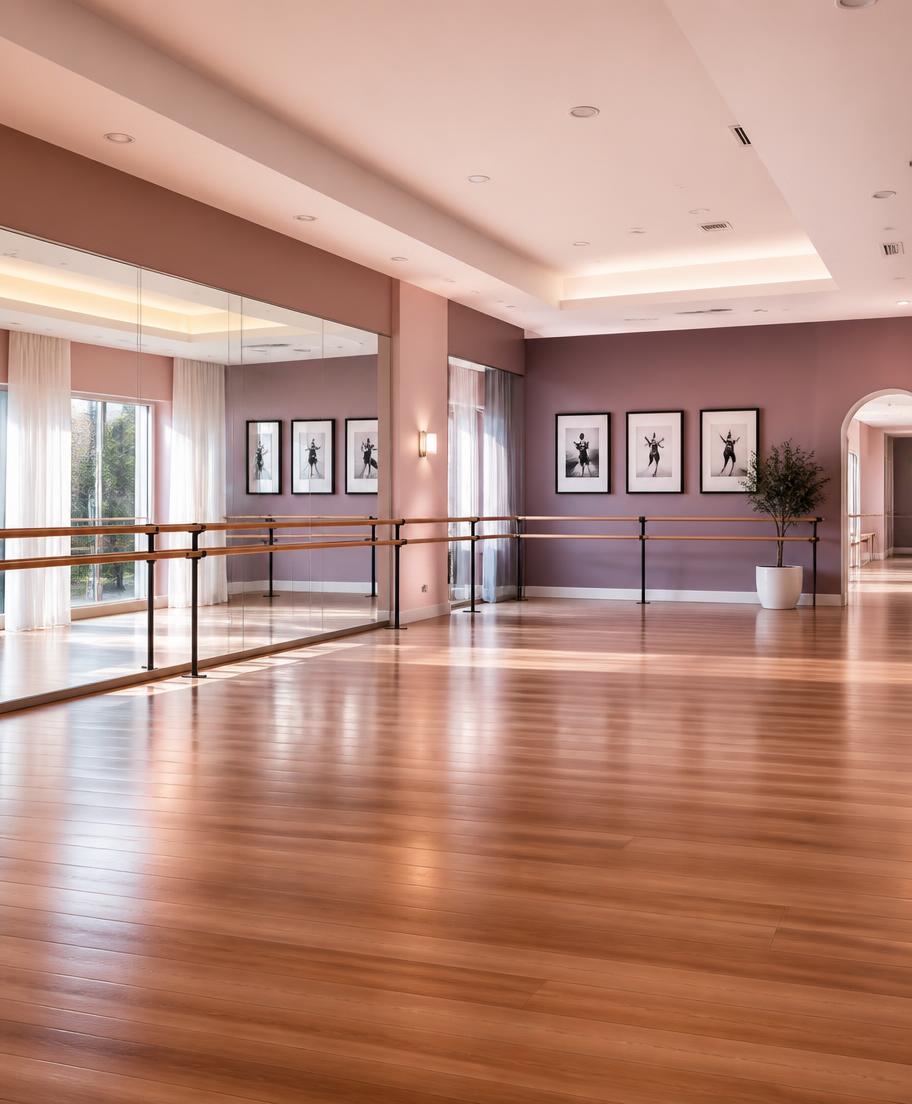 The Elevate Dance Collective studio interior with mirrors and barres